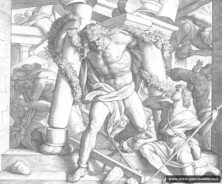 Jueces 16:30 - Samson Destroys the Temple Dagon